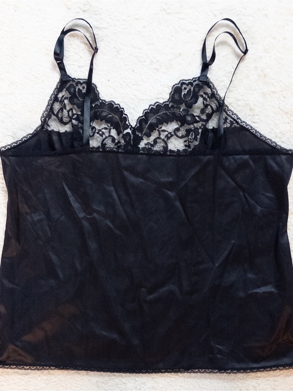 Vintage Vassarette Black Lace Camisole XL 44 Plus Size Lingerie Top - Picture 9 of 10